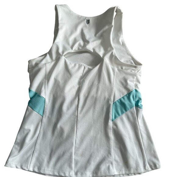 K SWISS Women’s White Blue Workout Tennis Tank Top Size Small - Picture 4 of 6